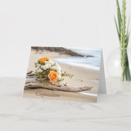 Bröllop Bouquet on Beach Driftwood Kort