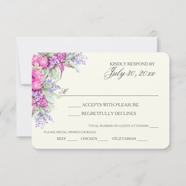 Bröllop Bouquet Watercolor OSA Kort (Framsida)