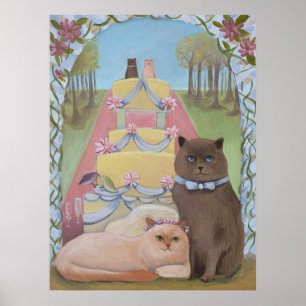 Bröllop Bride and Groom Cat par Poster