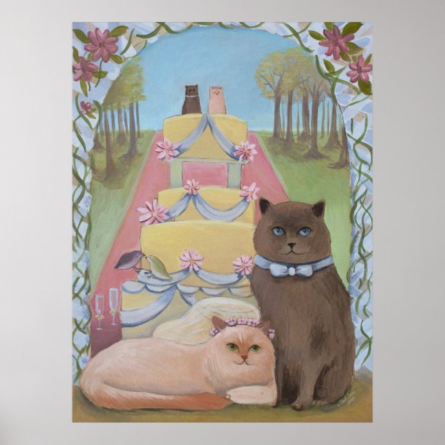 Bröllop Bride and Groom Cat par Poster (Framsidan)