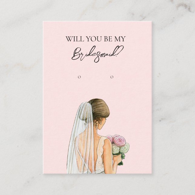 Bröllop Bride Bridesmaid Earring Visning Card Visitkort (Framsida)