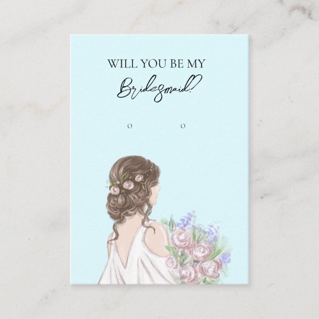 Bröllop Bride Bridesmaid Earring Visning Card Visitkort (Framsida)