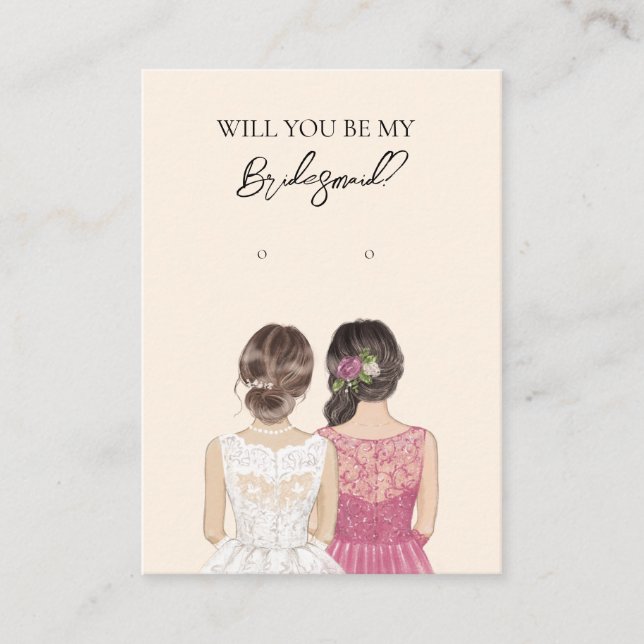 Bröllop Bride Bridesmaid Earring Visning Card Visitkort (Framsida)