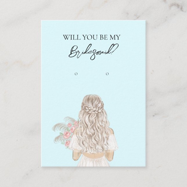 Bröllop Bride Bridesmaid Earring Visning Card Visitkort (Framsida)