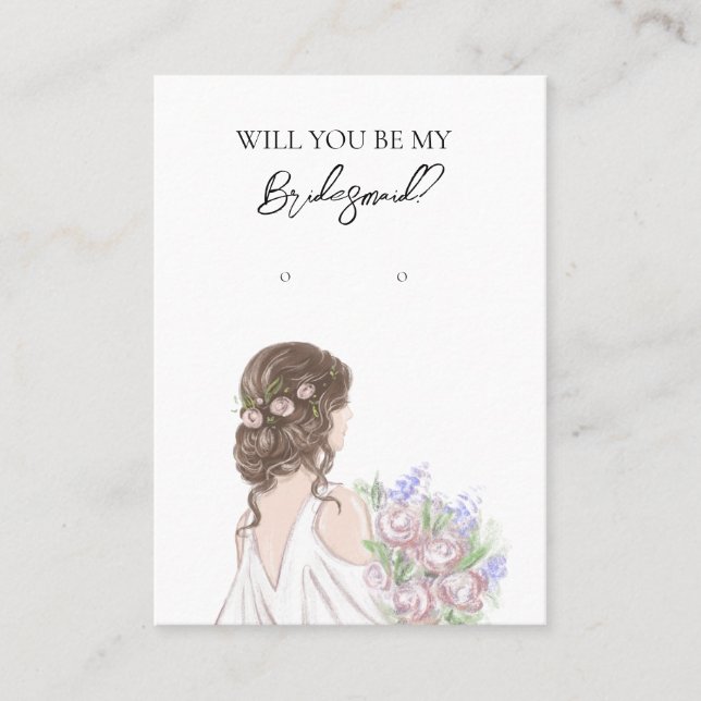 Bröllop Bride Bridesmaid Earring Visning Card Visitkort (Framsida)