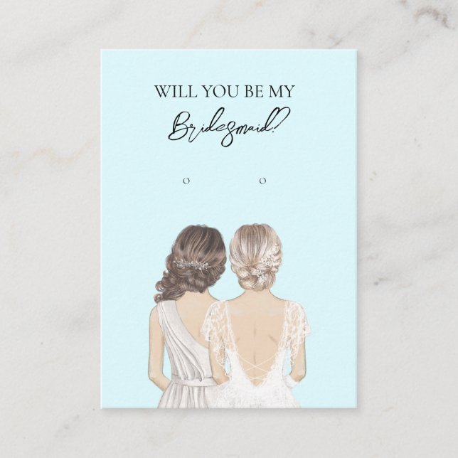 Bröllop Bride Bridesmaid Earring Visning Card Visitkort (Framsida)