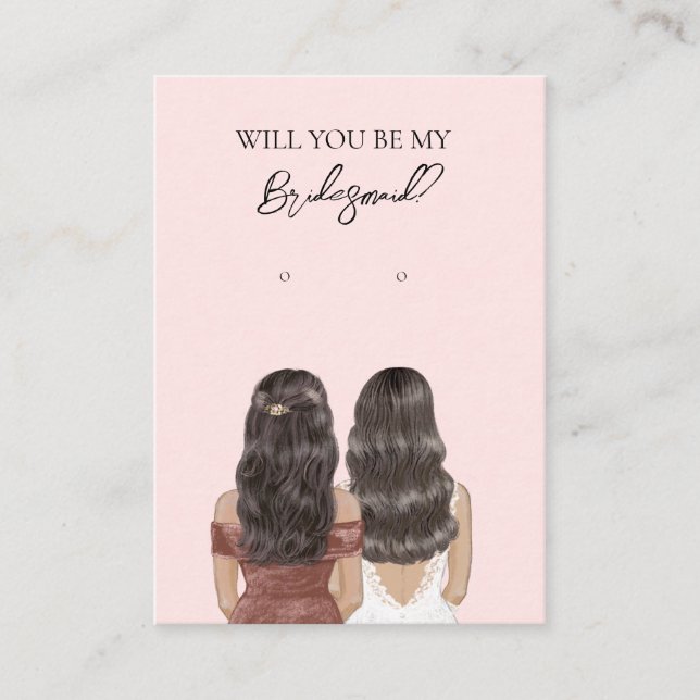 Bröllop Bride Bridesmaid Earring Visning Card Visitkort (Framsida)