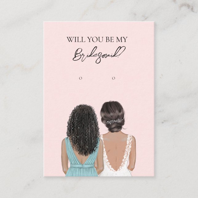 Bröllop Bride Bridesmaid Earring Visning Card Visitkort (Framsida)