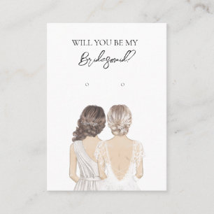 Bröllop Bride Bridesmaid Earring Visning Card Visitkort