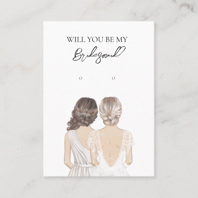 Bröllop Bride Bridesmaid Earring Visning Card Visitkort (Framsida)
