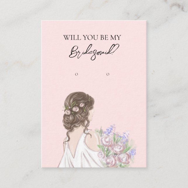 Bröllop Bride Bridesmaid Earring Visning Card Visitkort (Framsida)