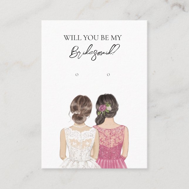 Bröllop Bride Bridesmaid Earring Visning Card Visitkort (Framsida)