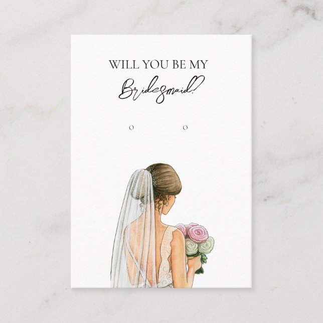 Bröllop Bride Bridesmaid Earring Visning Card Visitkort (Framsida)