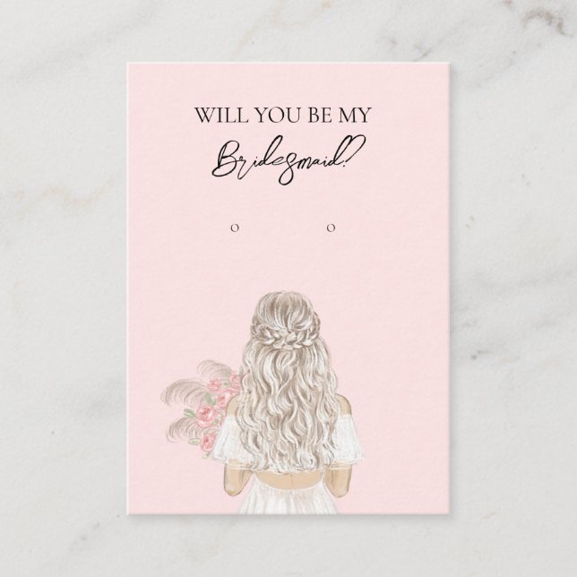 Bröllop Bride Bridesmaid Earring Visning Card Visitkort (Framsida)
