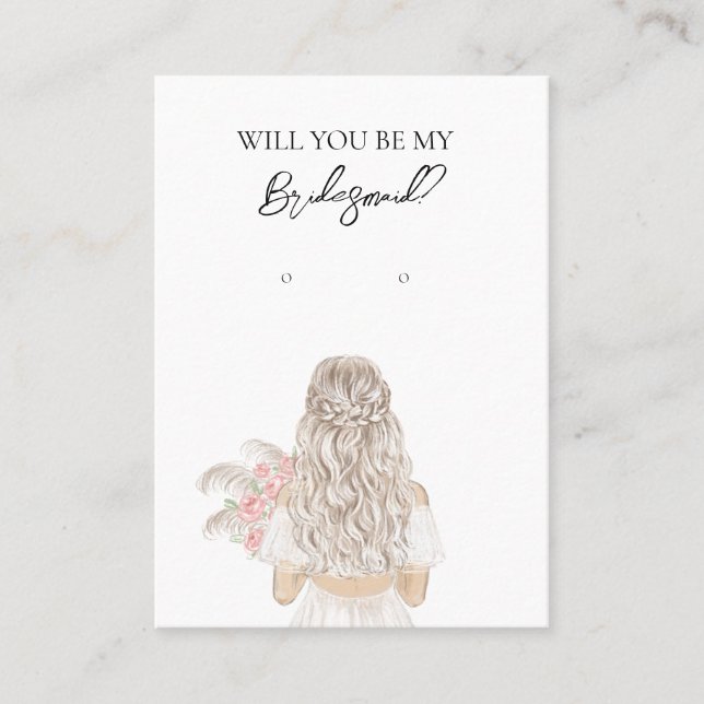 Bröllop Bride Bridesmaid Earring Visning Card Visitkort (Framsida)