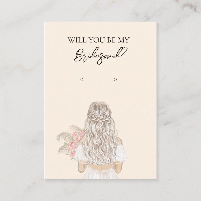 Bröllop Bride Bridesmaid Earring Visning Card Visitkort (Framsida)