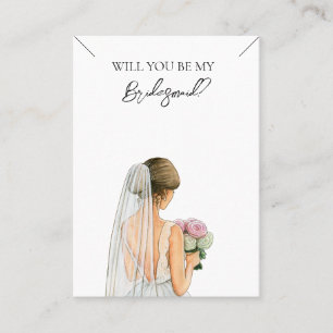 Bröllop Bride Bridesmaid Necklace Visning Card Visitkort