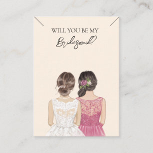 Bröllop Bride Bridesmaid Necklace Visning Card Visitkort