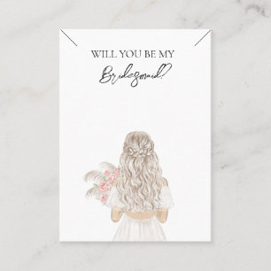 Bröllop Bride Bridesmaid Necklace Visning Card Visitkort