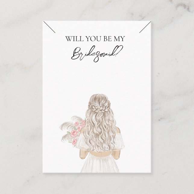 Bröllop Bride Bridesmaid Necklace Visning Card Visitkort (Framsida)