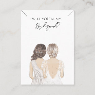 Bröllop Bride Bridesmaid Necklace Visning Card Visitkort