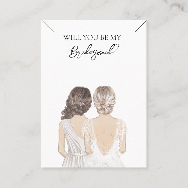 Bröllop Bride Bridesmaid Necklace Visning Card Visitkort (Framsida)