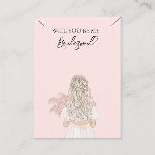 Bröllop Bride Bridesmaid Necklace Visning Card Visitkort
