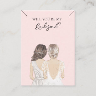 Bröllop Bride Bridesmaid Necklace Visning Card Visitkort