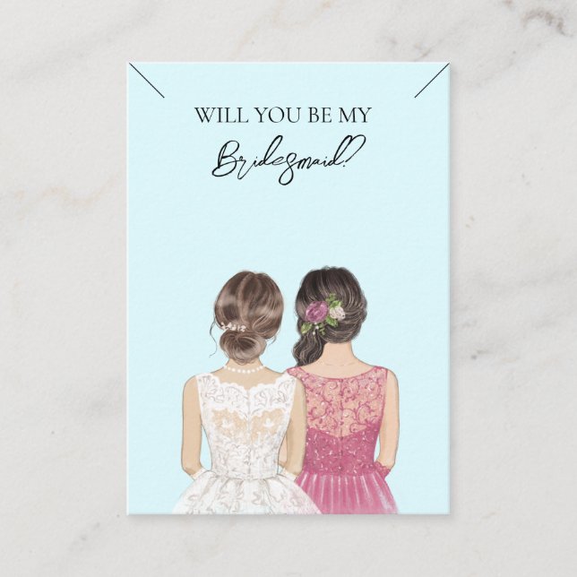 Bröllop Bride Bridesmaid Necklace Visning Card Visitkort (Framsida)