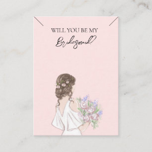 Bröllop Bride Bridesmaid Necklace Visning Card Visitkort