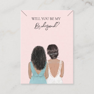Bröllop Bride Bridesmaid Necklace Visning Card Visitkort