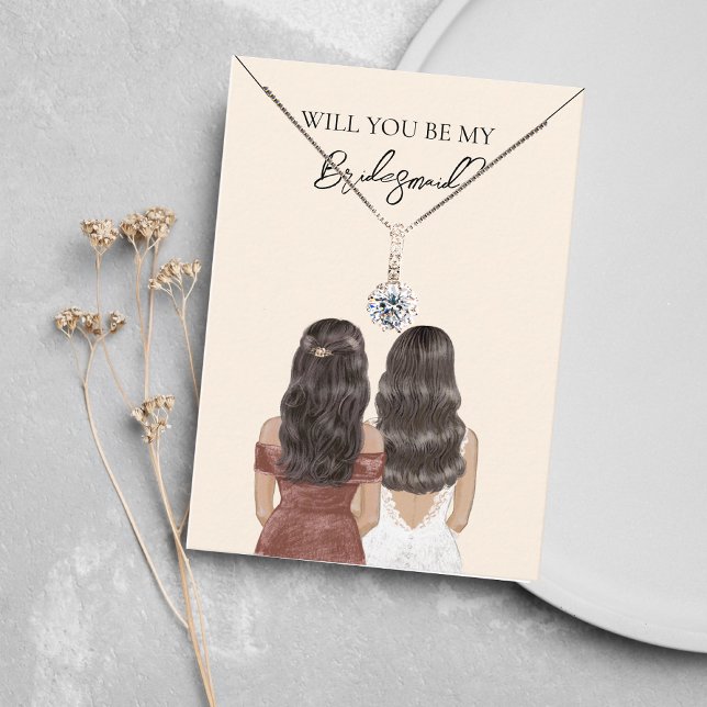 Bröllop Bride Bridesmaid Necklace Visning Card Visitkort (Skapare uppladdad)