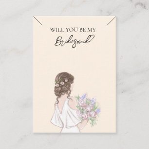 Bröllop Bride Bridesmaid Necklace Visning Card Visitkort