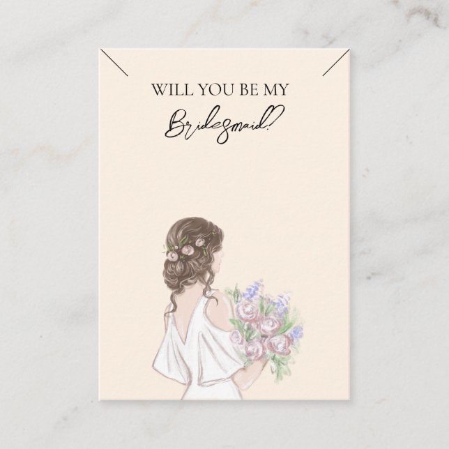 Bröllop Bride Bridesmaid Necklace Visning Card Visitkort (Framsida)