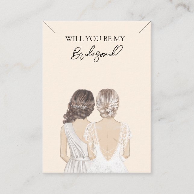 Bröllop Bride Bridesmaid Necklace Visning Card Visitkort (Framsida)