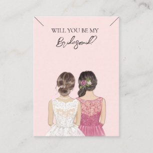 Bröllop Bride Bridesmaid Necklace Visning Card Visitkort