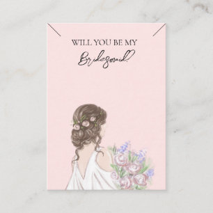 Bröllop Bride Bridesmaid Necklace Visning Card Visitkort