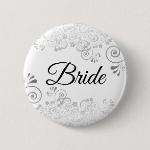 Bröllop Bride Button Silver Blommigt Ornate Filigr Knapp
