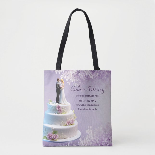Bröllop Bride & Groom Cake Bakery Business Tygkasse (Framsida)