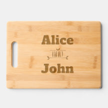 Bröllop Bride & Groom Etched Wooden Cot Board