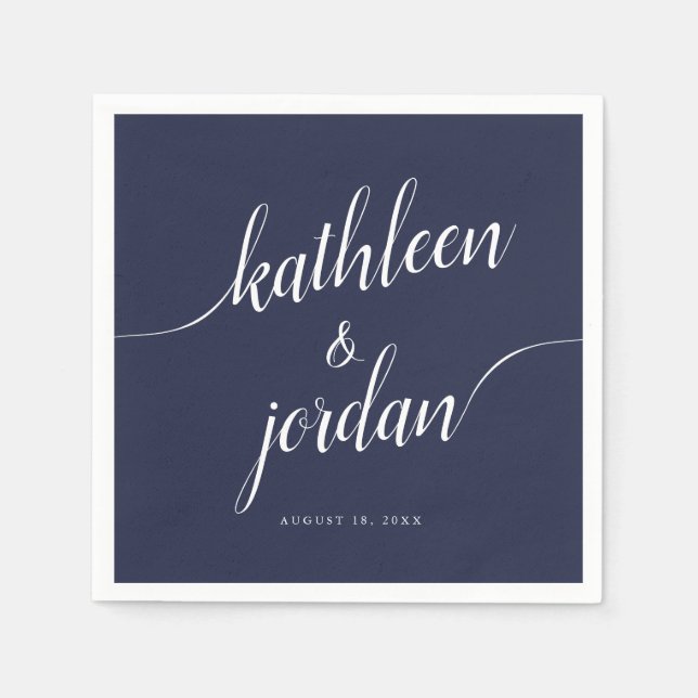 Bröllop Bride & Groom Handskriftlig kalligrafi Pappersservett (Framsidan)