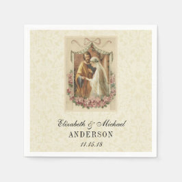 Bröllop Bride Groom katolik Giftermål Mary Joseph Pappersservett