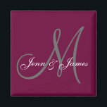 Bröllop Bride Groom Namn Monogram Vin Magnet<br><div class="desc">Bröllop Bride Groom Namn Monogram Magnet. Anpassa färg och personuppgifter. De gör underbara bröllopsfavörer.</div>