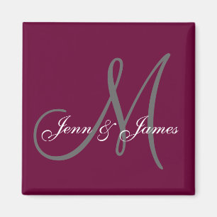 Bröllop Bride Groom Namn Monogram Vin Magnet