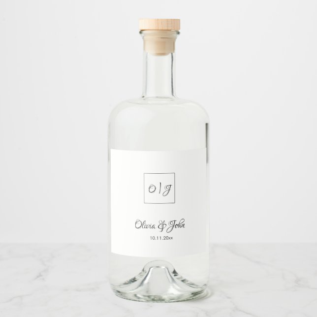 Bröllop Bride & Groom namn Spritflaskor Etikett (Framsida)