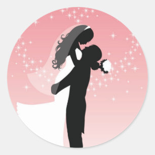 Bröllop Bride & Groom Stickers Runt Klistermärke