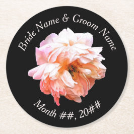 Bröllop Bride och Groom Peach Peony Underlägg Papper Rund