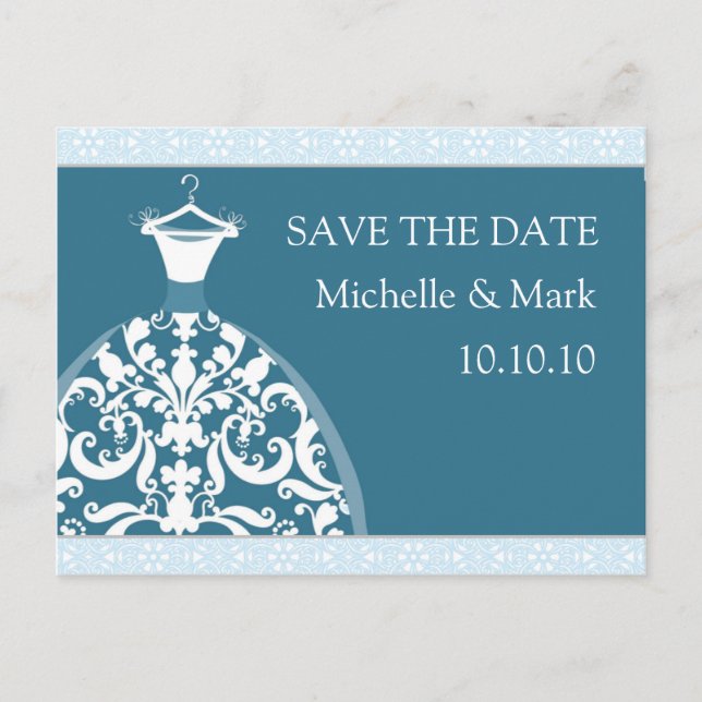 Bröllop Bride Save the Date harmoniblue card Meddelande Vykort (Framsida)