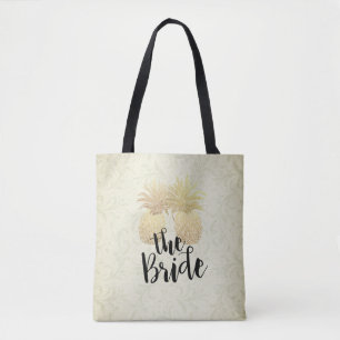 Bröllop Bride Vintage Guld Pineapples Damask Pappe Tygkasse