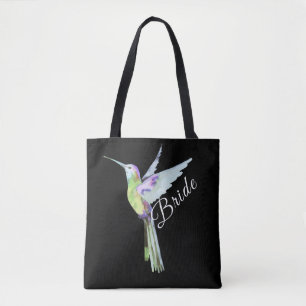 Bröllop Bride White Script Boho Hummingbird Tygkasse